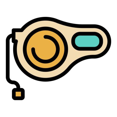 Geri çekilebilir kedi tasması ikonu renk ana hatları vektörü