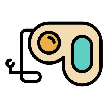 Geri çekilebilir köpek tasması ikonu renk çizgisi vektörü