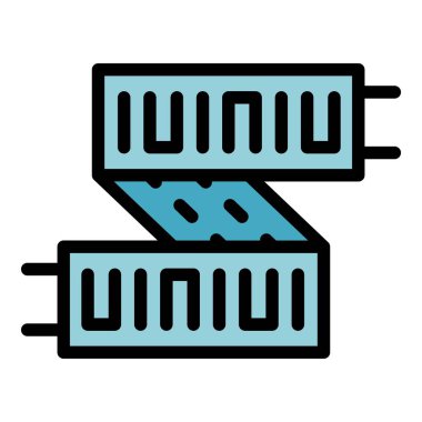 Önde giden Strip bilgisayar simgesi renk ana hatları vektörü