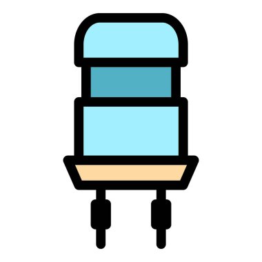 Güç kapasitörü simgesi renk ana hatları vektörü