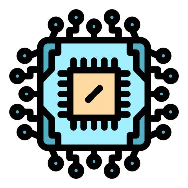 Elektronik işlemci simgesi renk ana hatları