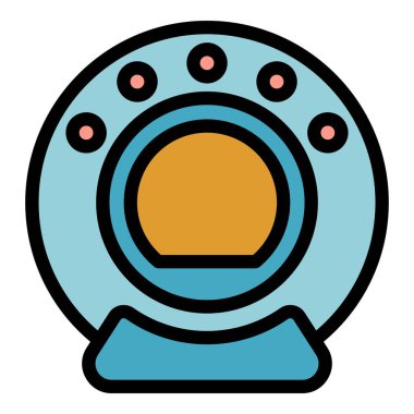 MRI tarayıcı simgesi renk ana hatları vektörü