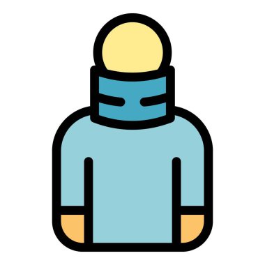 Boyun travması simgesi renk ana hatları vektörü