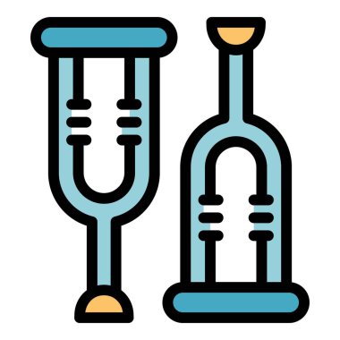 Simge rengi dış hat vektörünü koltuk değnekleri