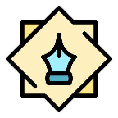 Tükenmez kalem simgesi renk ana hatları vektörü