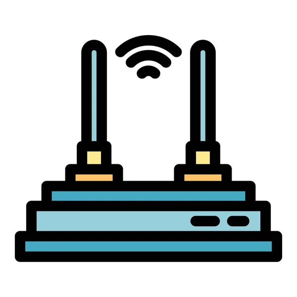Router 아이콘 컬러 윤곽 벡터 — 스톡 벡터