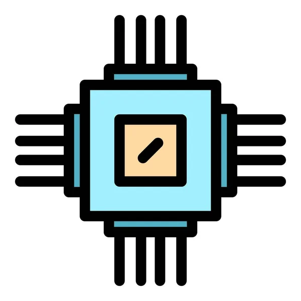 Processor hardware pictogram kleur overzicht vector — Stockvector