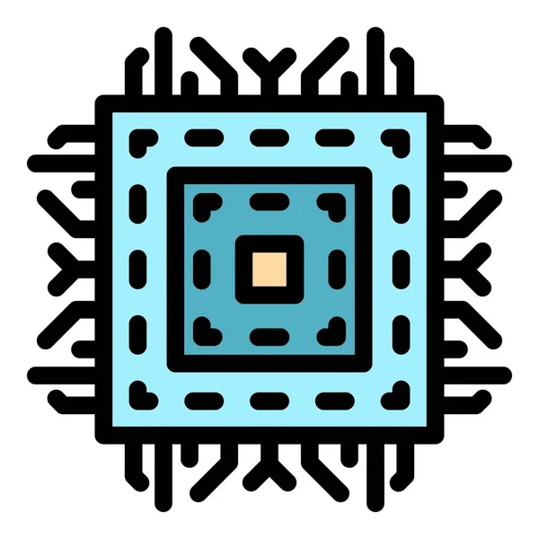 Vektor barvy obrysu ikon procesoru komponenty — Stockový vektor