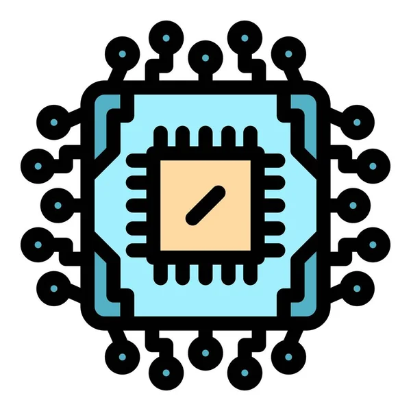 Vetor de contorno de cor do ícone do processador eletrônico —  Vetores de Stock