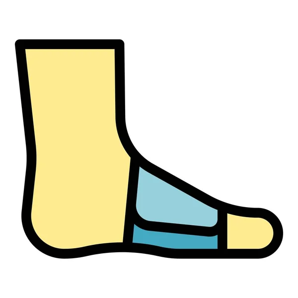 Vetor de contorno de cor de ícone de bandagem de perna — Vetor de Stock