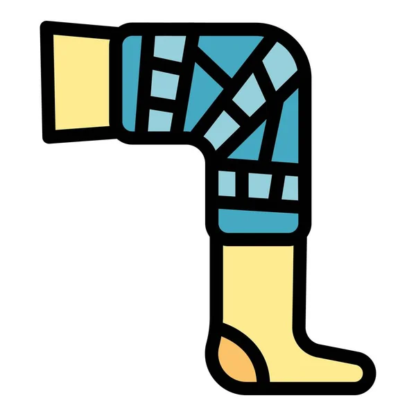 Vetor de contorno de cor de ícone de joelho bandado — Vetor de Stock
