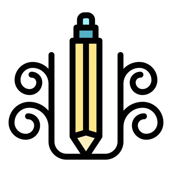 Bleistift-Symbol Farbe Umrissvektor — Stockvektor