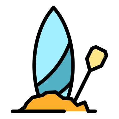 Sport sup sörf simgesi renk ana hatları vektörü