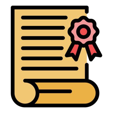 Üniversite diploması simgesi renk ana hatları vektörü