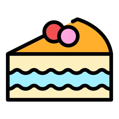 Pasta simgesi rengi ana hatları vektörü