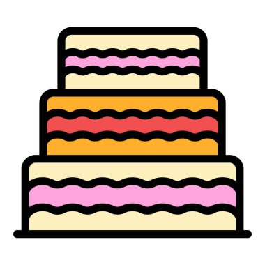 Krem büyük pasta simgesi renk ana hatları vektörü