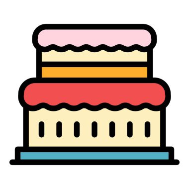 Pasta simgesi renk ana hatları vektörü