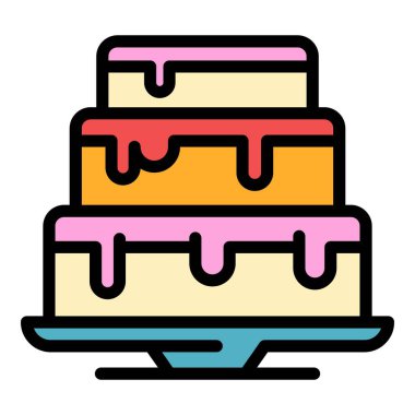 Dekorasyon pasta simgesi renk ana hatları vektörü