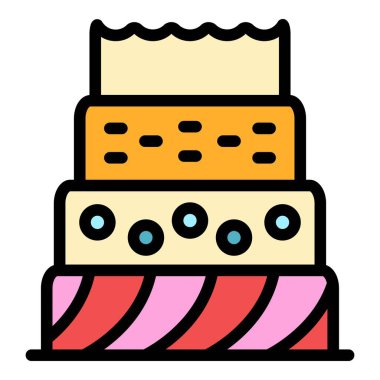 Pişmiş ev pastası simgesi renk ana hatları vektörü