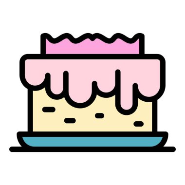 Bisküvi kek simgesi renk ana hatları vektörü