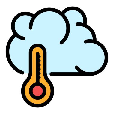 Sıcak gökyüzü bulutu simgesi renk ana hatları vektörü