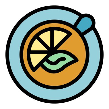 Üst görünüm çay fincanı renk ana hatları vektörü