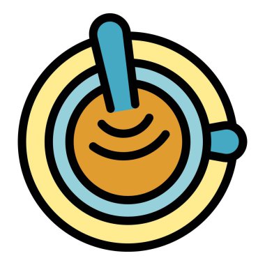 Üst görünüm çay fincanı renk ana hatları vektörü