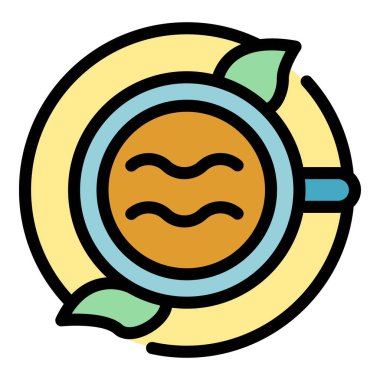 Üst görünüm çay fincanı renk ana hatları vektörü