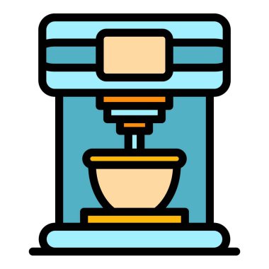 Kahve makinesi simgesi renk ana hatları vektörü