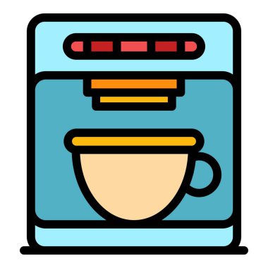 Kahve makinesi simgesi renk ana hatları vektörü