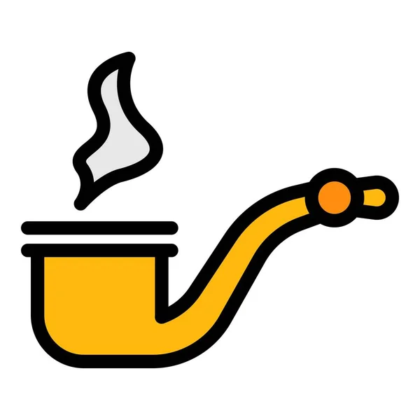 Vetor de contorno de cor de ícone de tubo de fumar pessoal — Vetor de Stock
