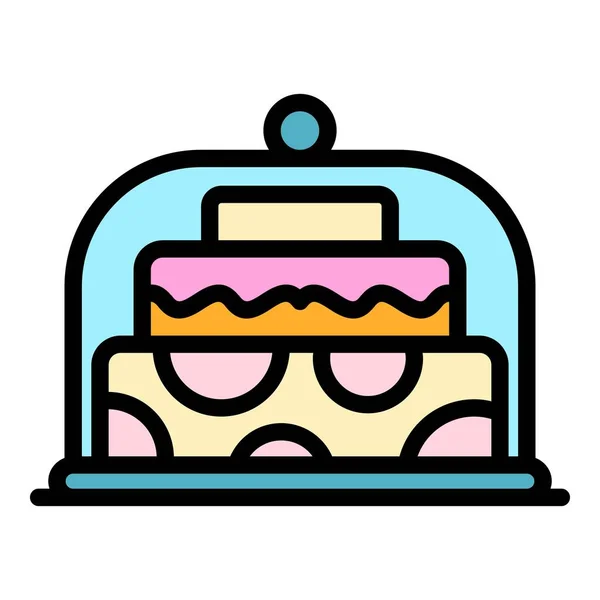 Kuchen-Symbol Farbe Umrissvektor — Stockvektor
