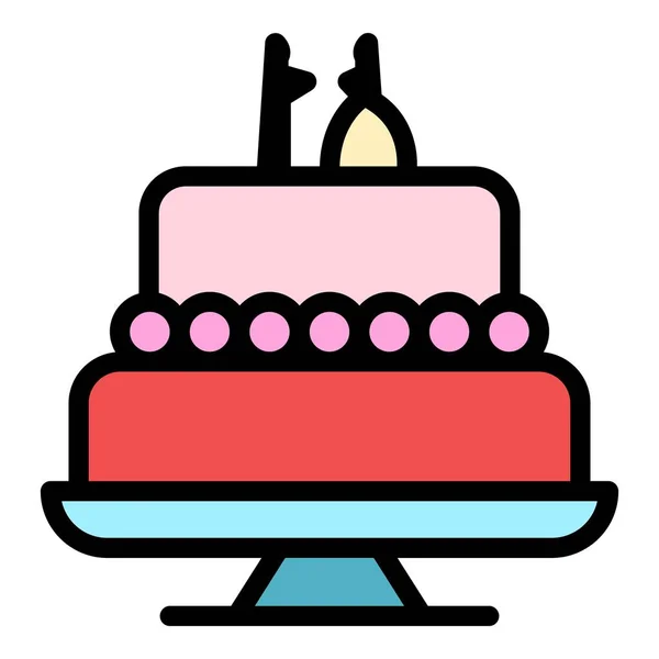 Вектор контура иконки свадебного торта — стоковый вектор