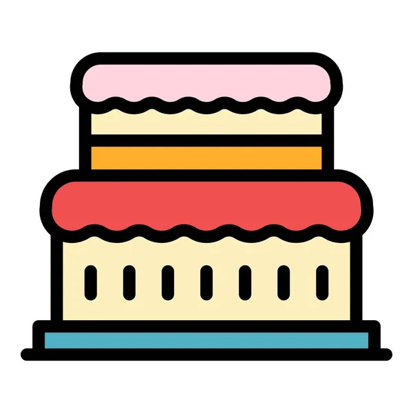 Boulangerie gâteau icône couleur contour vecteur — Image vectorielle