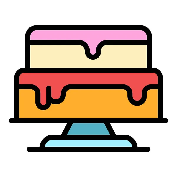 Célébrer gâteau icône couleur contour vecteur — Image vectorielle