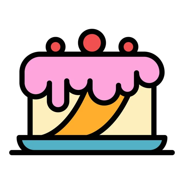 Anniversary cake icon color outline vector — Stock Vector