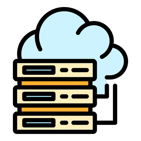 Serwer danych chmura danych ikona kolor zarys wektor — Wektor stockowy