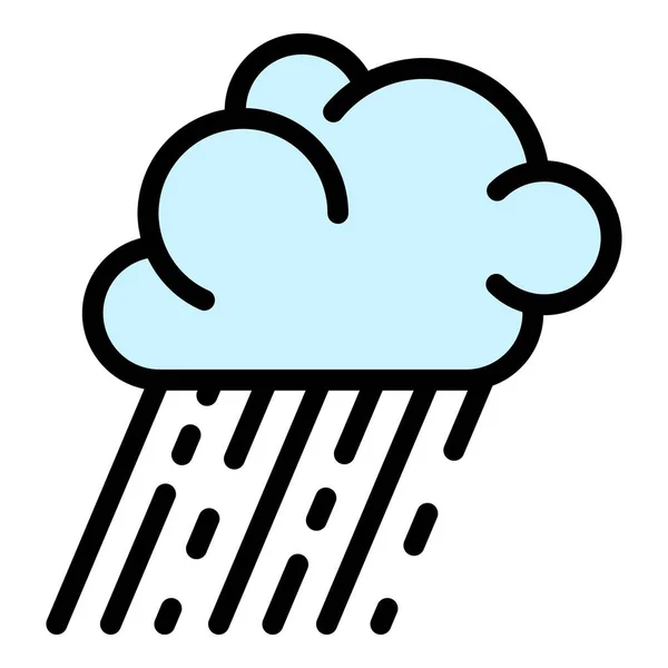 Storm regen wolk pictogram kleur omtrek vector — Stockvector