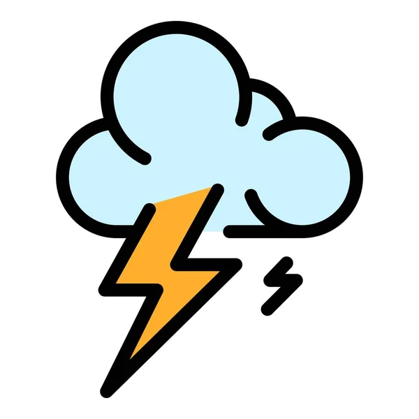Thunderbolt tempesta nube icona colore contorno vettore — Vettoriale Stock