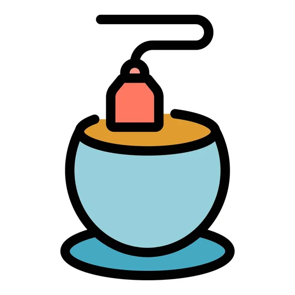 Tea bag cup icon color outline vector — Stock Vector