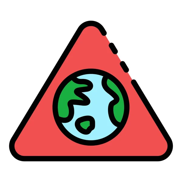 Globale Dreieckszeichen Symbol Farbe Umrissvektor — Stockvektor