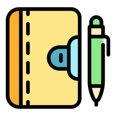 Kişisel defter yazma simgesi renk ana hatları vektörü
