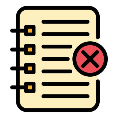 Reddedilmiş dizüstü bilgisayar yazma simgesi rengi ana hatları vektörü