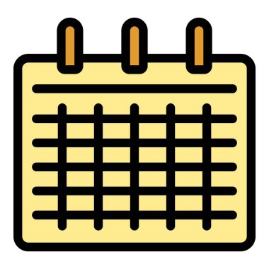 Öğrenci görev takvimi simgesi renk ana hatları vektörü