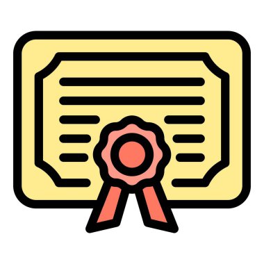 Lisanslı öğrenci diploması simgesi renk ana hatları vektörü