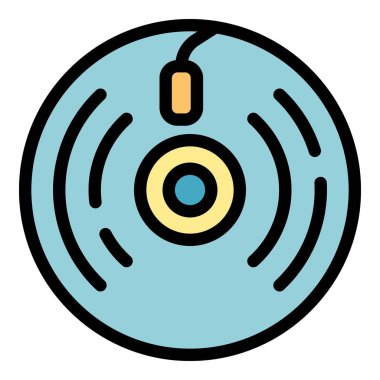 Vinil kayıt simgesi renk dış hat vektörü