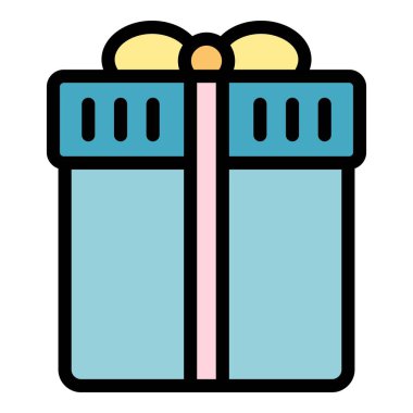 Doğum günü hediyesi simgesi renk ana hatları vektörü