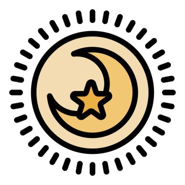 Ay yıldızı simgesi renk ana hatları vektörü