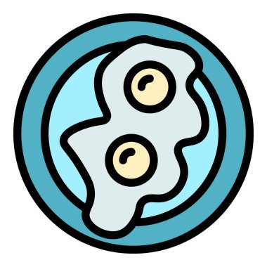 Kızarmış yumurta simgesi renk çizgisi vektörü