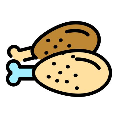 Tavuk eti simgesi renk ana hatları vektörü